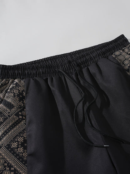 Herren Urban Streetwear Shorts mit grafischem Muster und elastischem Bund – Modische Freizeithose