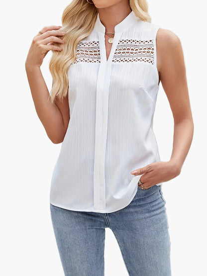 Damen Elegante Ärmellose Bluse mit Spitzendetail für Freizeit und Büro
