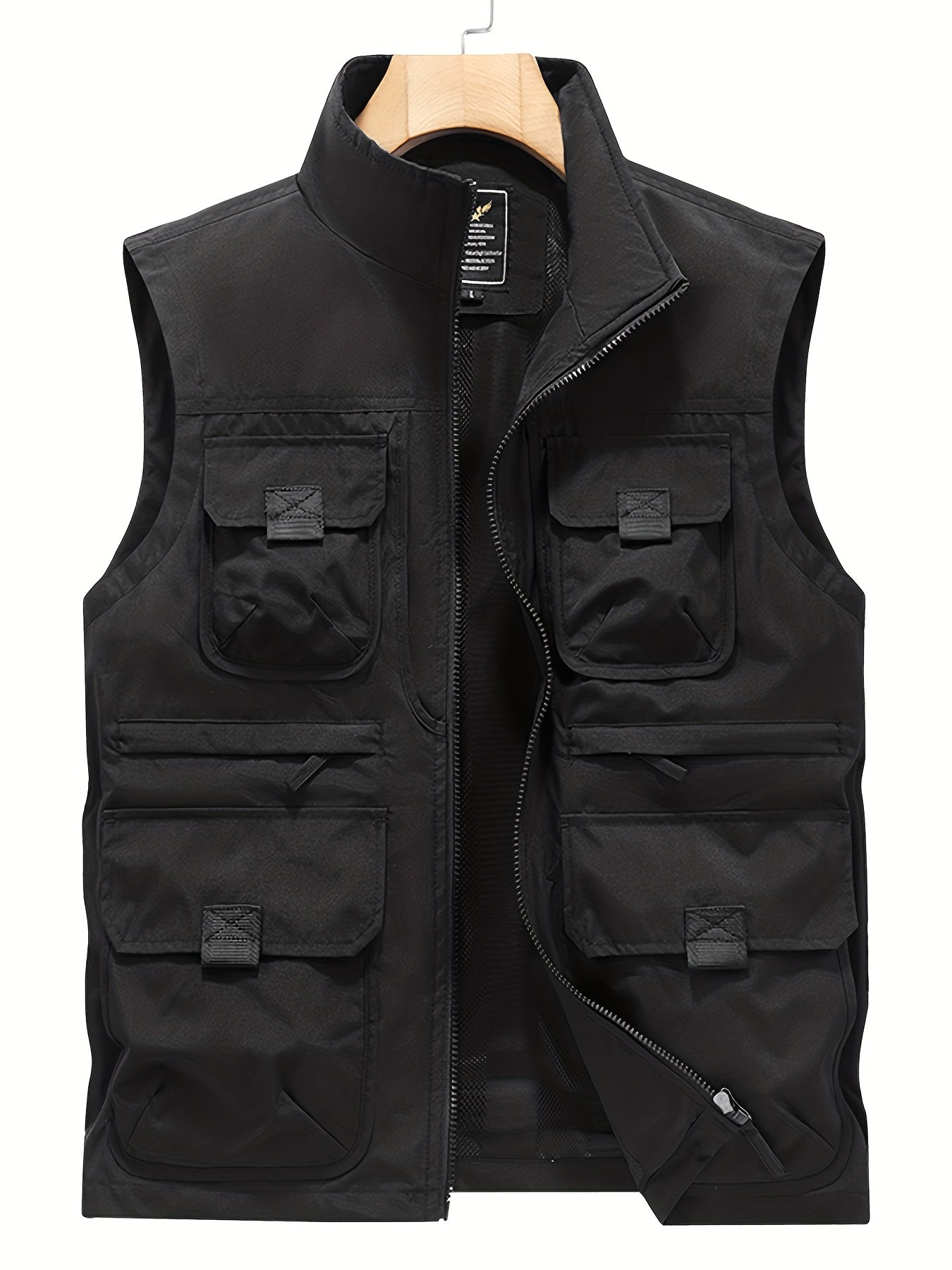 Herren Outdoor Utility Weste mit Stehkragen – Multifunktionsweste für Angeln, Wandern, Freizeit