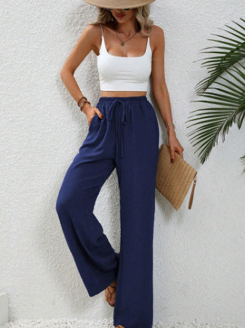 Stephanie – Weit geschnittene Damenhose mit Kordelzug und Taschen