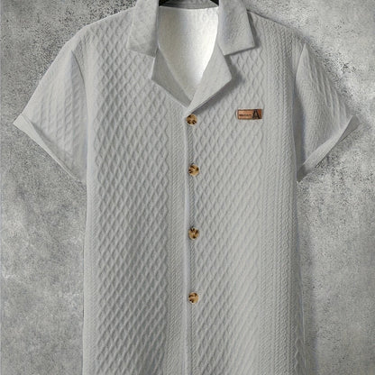 Herren Kurzarm Hemd mit Strukturmuster und Relax-Kragen – Stilvolles Freizeitshirt für moderne Looks