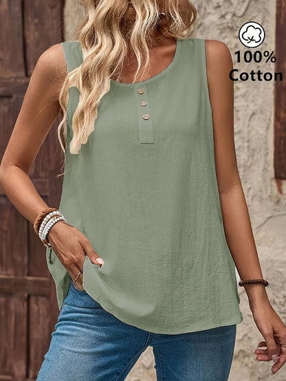 Damen ärmelloses Freizeit-Top mit Knopfleiste – Sommermode für Alltag und Urlaub
