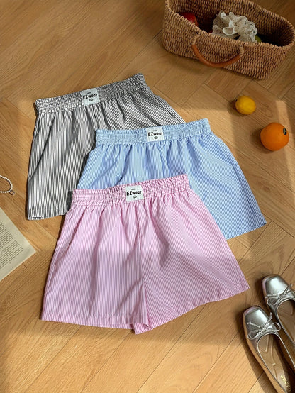 Damen Pyjama Shorts Set – Gestreifte lockere Homewear, bequem & stilvoll