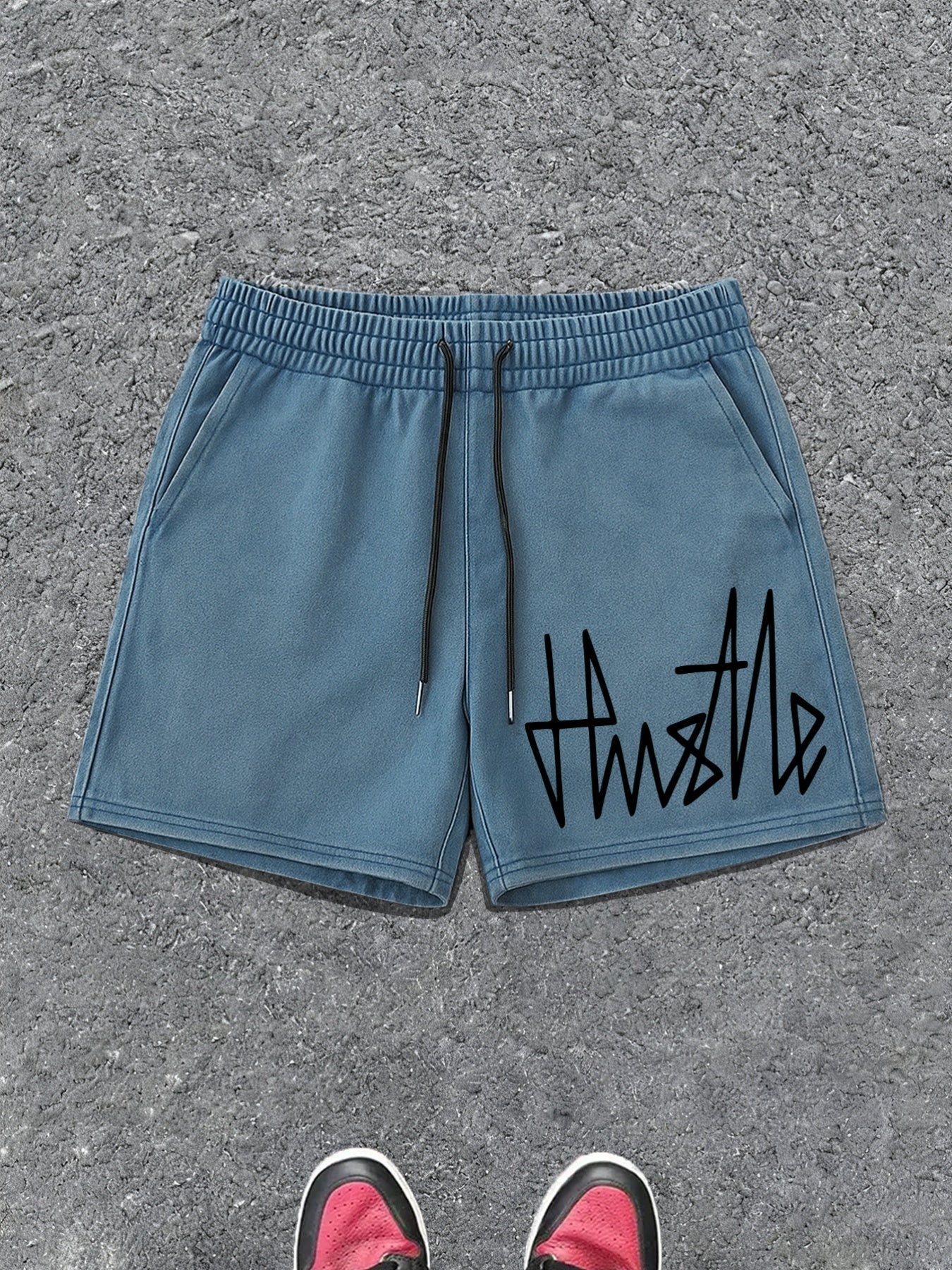 Herren Streetwear Shorts mit Hustle Print – Lässige Freizeithose für Sport & Alltag