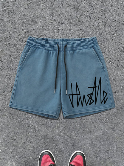 Herren Streetwear Shorts mit Hustle Print – Lässige Freizeithose für Sport & Alltag
