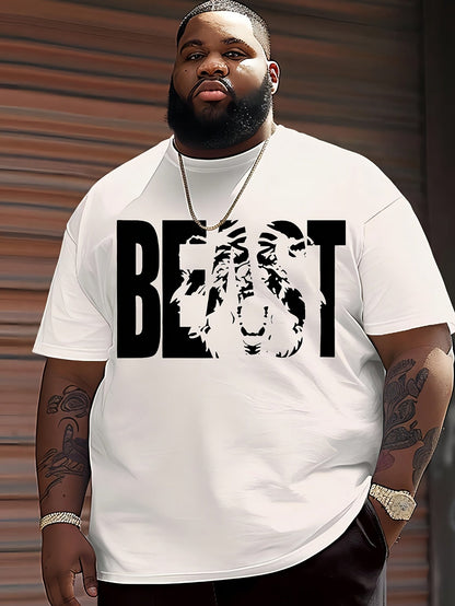 Herren T-Shirt im Oversize-Stil mit „BEAST“-Print und Löwenmotiv – Urban Streetwear für Selbstbewusste