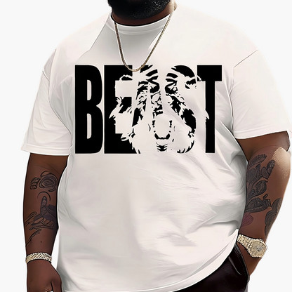 Herren T-Shirt im Oversize-Stil mit „BEAST“-Print und Löwenmotiv – Urban Streetwear für Selbstbewusste
