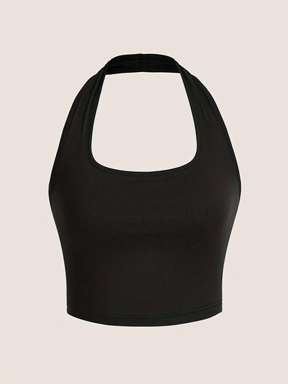 Damen Halterneck Crop Top – Rückenfrei, Sommer, Modisch, Freizeit