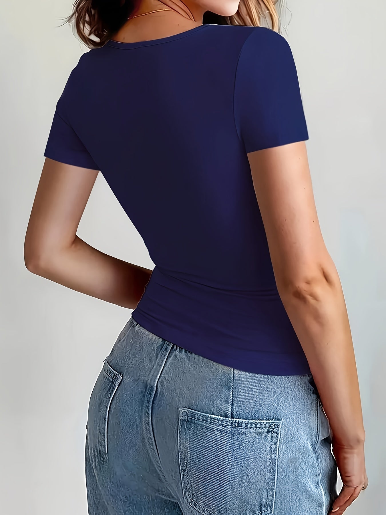 Damen Kurzarm Slim Fit Basic Shirt – Modisches Freizeit Top