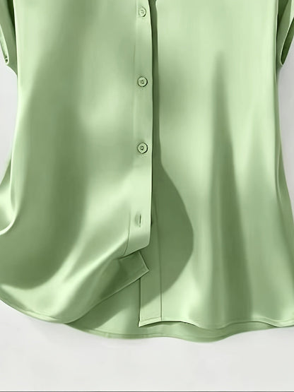 Damen Bluse mit Knopfleiste und Kragen – Elegante Kurzarmbluse für Büro und Alltag
