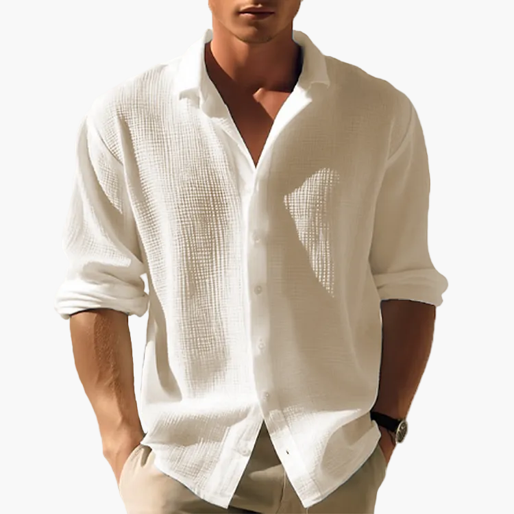Herren Leichtes Freizeit Langarmhemd – Sommer Button-Down Hemd für Alltag und Urlaub