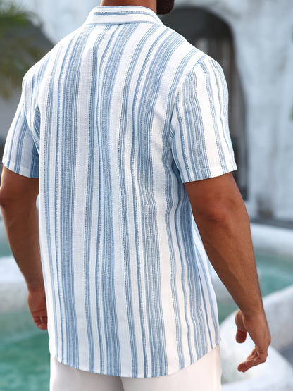 Herren Freizeithemd mit Streifenmuster – Sommerlich, Stilvoll, Perfekt für Urlaub und Alltag