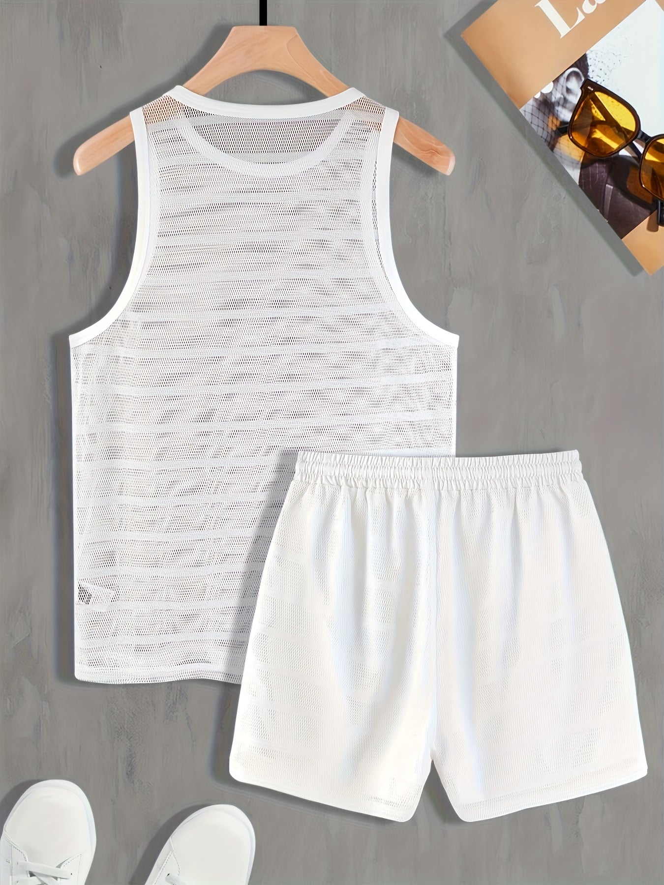 Herren Sport Set Mesh Tanktop und Shorts – Atmungsaktives Fitness Outfit für Training & Freizeit