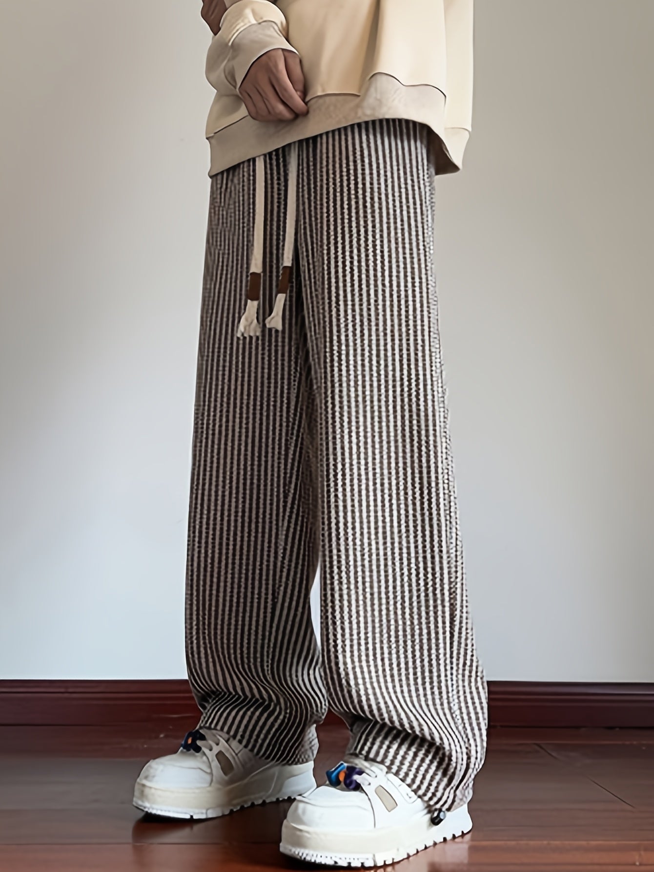 Herren Freizeithose mit Zickzackmuster – Bequeme Strickhose im Straight-Leg-Stil für Alltag und Streetwear
