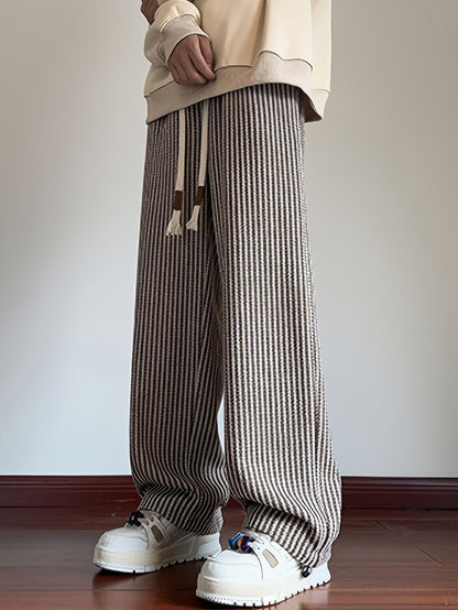 Herren Freizeithose mit Zickzackmuster – Bequeme Strickhose im Straight-Leg-Stil für Alltag und Streetwear