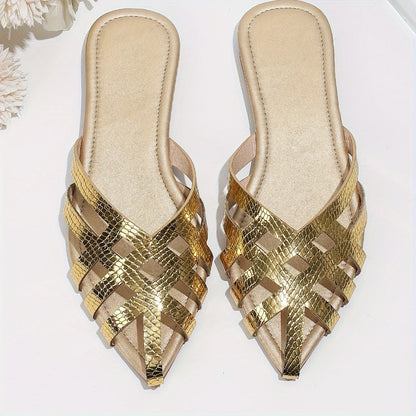 Damen Flache Mules mit Geflochtenem Design und Spitze – Elegante Slip-On Schuhe für Alltag und Ausgehen