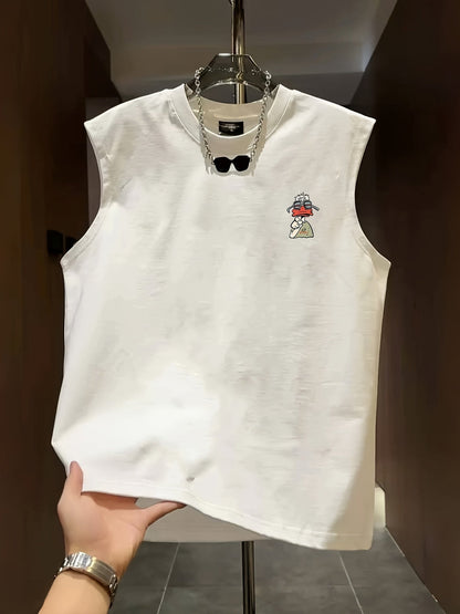 Herren Streetwear Tanktop mit Cartoon-Enten-Print und Urbanem Stil