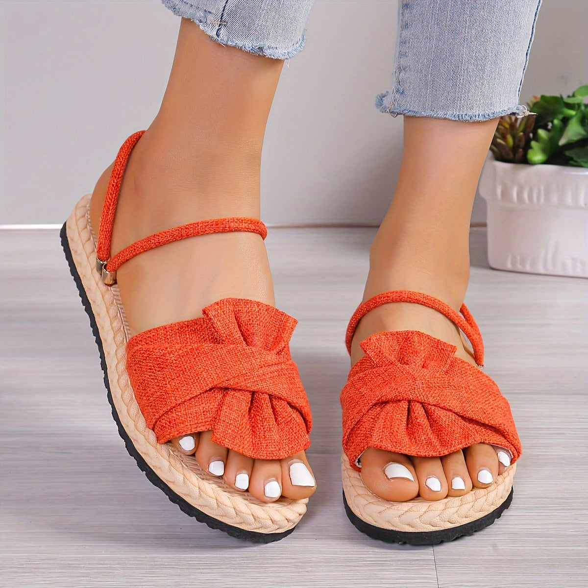 Damen Sommer Sandalen mit Schleife und Knöchelriemen – Modische Freizeitschuhe für Alltag und Urlaub
