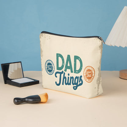 Vatertag Kulturbeutel für Herren – Vintage Style Kosmetiktasche mit „Dad Things“ Print – Praktischer Organizer für Reise, Alltag & Büro