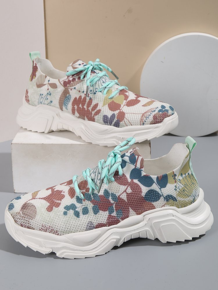 Heather – Lässige Blumen Sportschuhe Damen Flachboden Übergröße