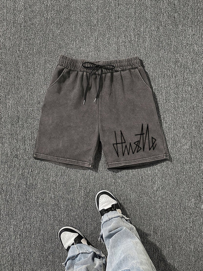 Herren Streetwear Shorts mit Hustle Print – Lässige Freizeithose für Sport & Alltag