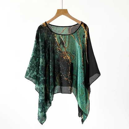 Damen Elegante Boho Tunika – Luftiges Strandponcho mit Blumenmuster, Ideal für Urlaub & Freizeit