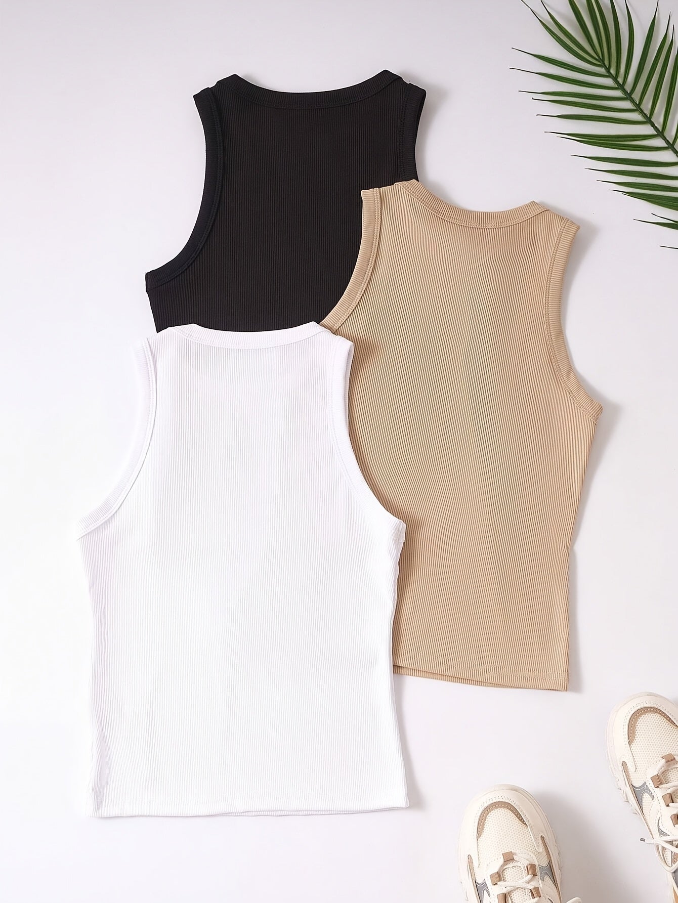 Damen Basic Tanktop 3er-Pack – Sportlich, Freizeit, Ärmellos, Bequemer Stretch