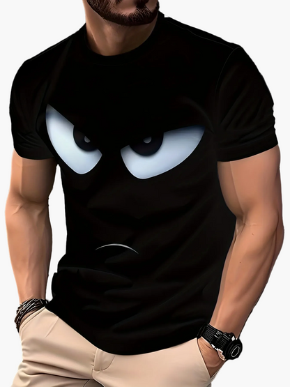 Herren T-Shirt mit lustigem Augen-Print – Casual Streetwear für Alltag und Freizeit