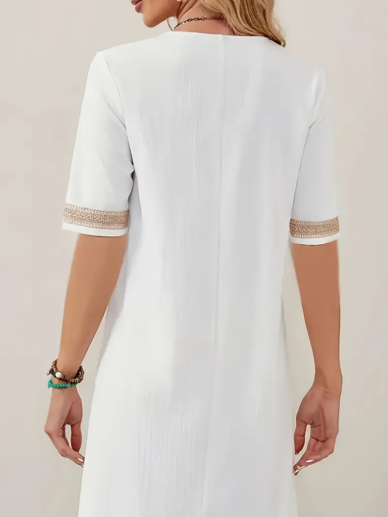 Damen Sommerkleid im Boho-Stil mit Häkelspitze – Luftiges Freizeitkleid für Alltag & Urlaub