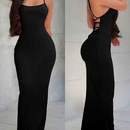 Damen Abendkleid mit Rücken Schnürung – Elegantes Maxi Kleid für besondere Anlässe