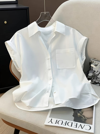 Damen Bluse Klassisch Ärmellos Modern Locker Business Freizeit