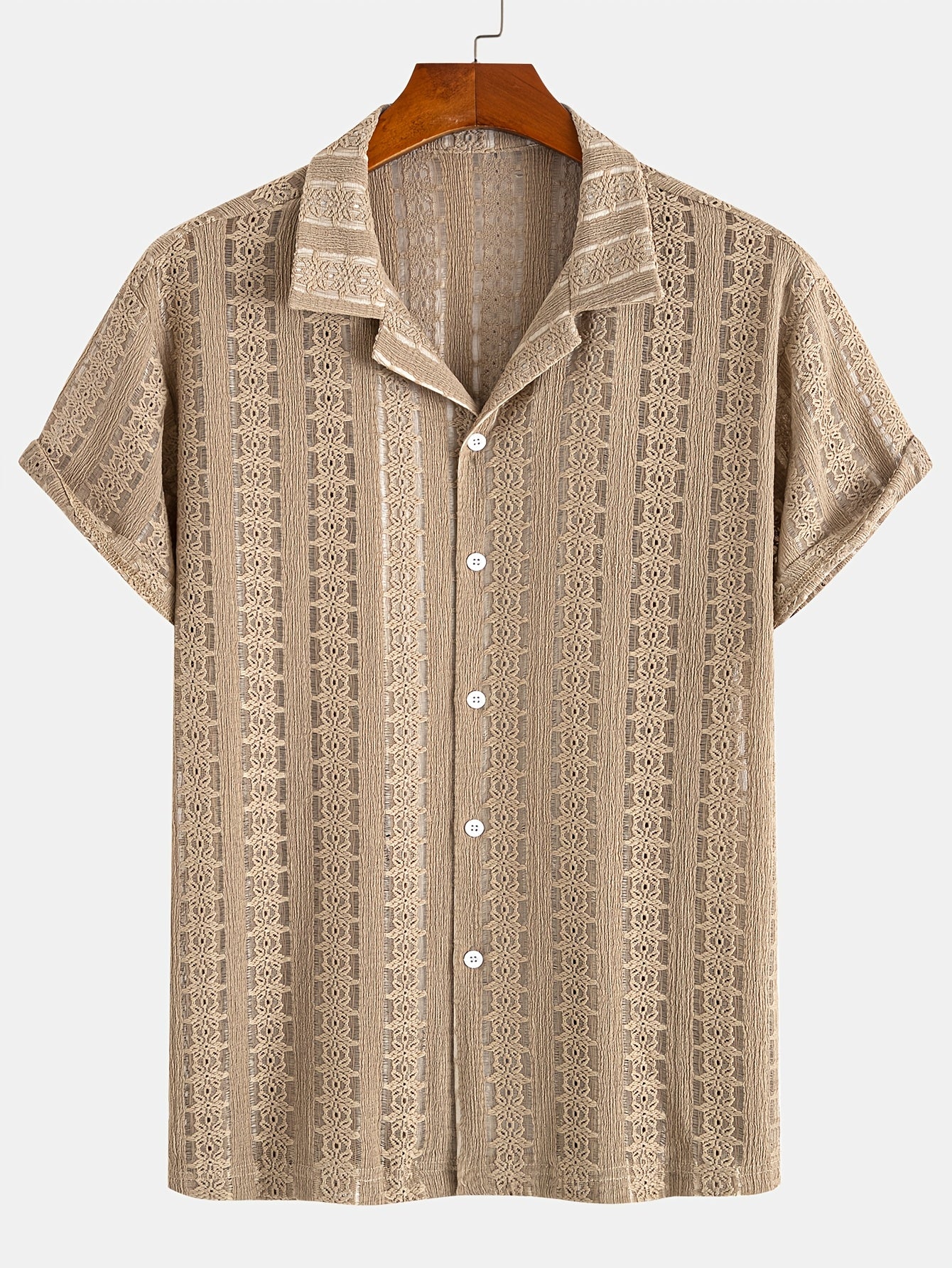 Herren Kurzarm Resorthemd mit Spitze – Eleganter Freizeitstil für Sommer und Urlaub