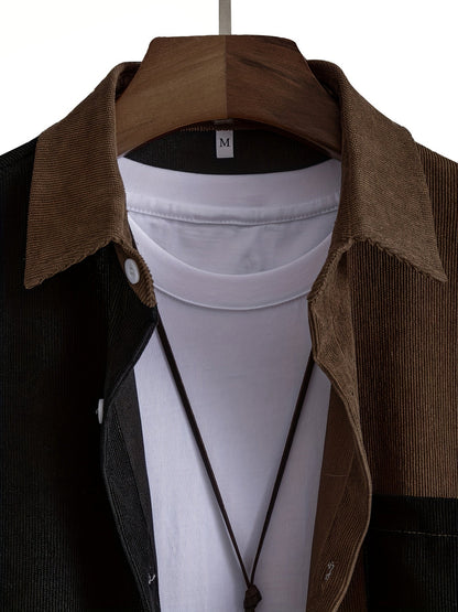 Herren Modernes Kurzarm-Hemd mit Zweifarb-Design und Stilvoller Knopfleiste