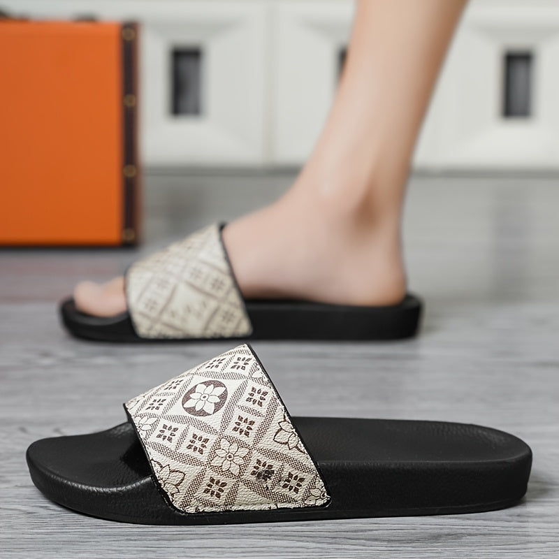 Herren Slide Sandalen mit geometrischem Muster – Stilvolle Freizeitschuhe für Alltag & Entspannung