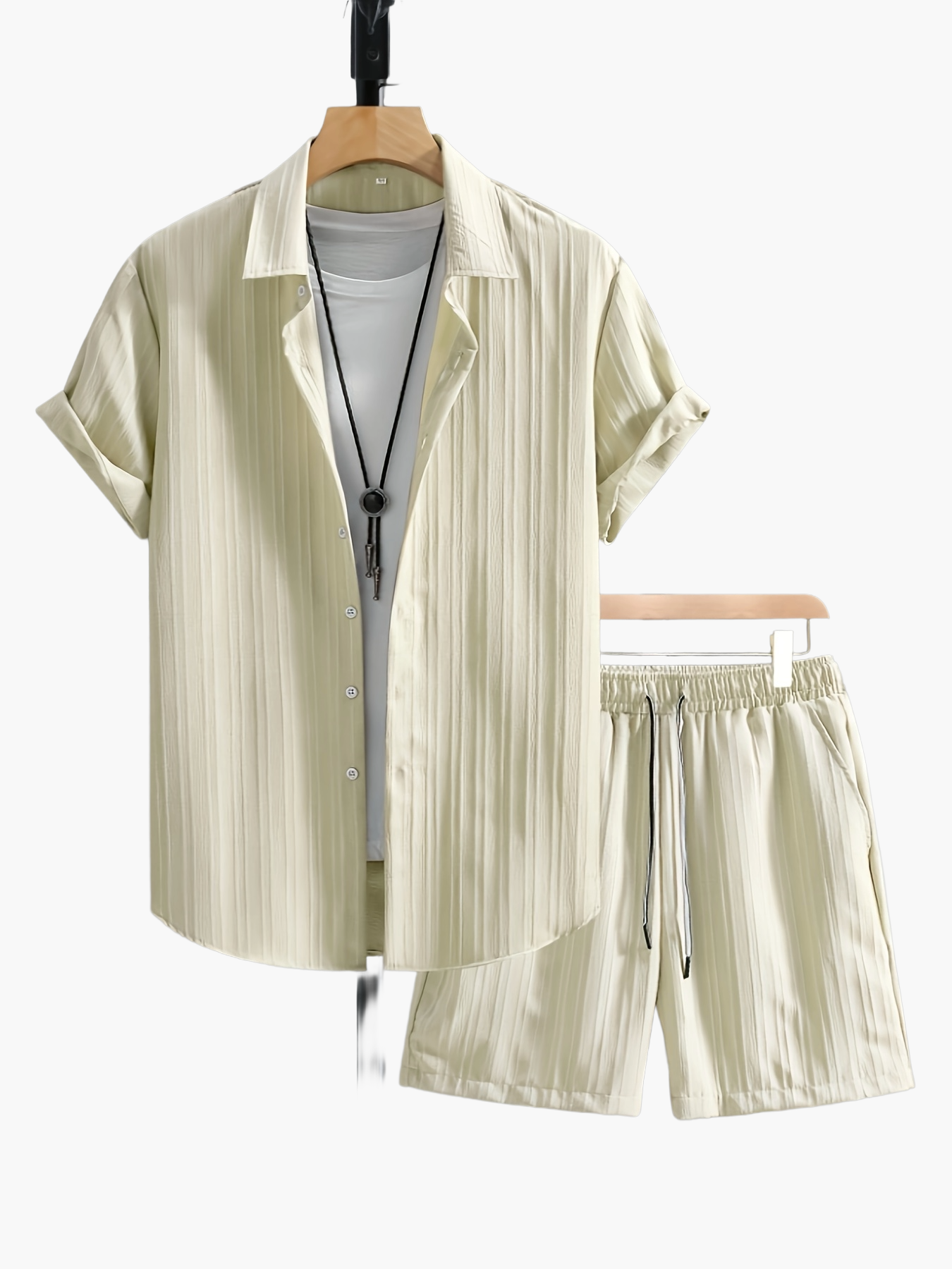 Herren Freizeit Set – Kurzarm Hemd und Shorts, Moderner Sommer Look, Sportlich und Lässig