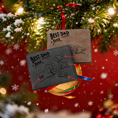 Herren Geldbörse zum Vatertag – Personalisierte Fäustlings-Grafik & Gravur – Best Dad Ever – Geschenk für Papa