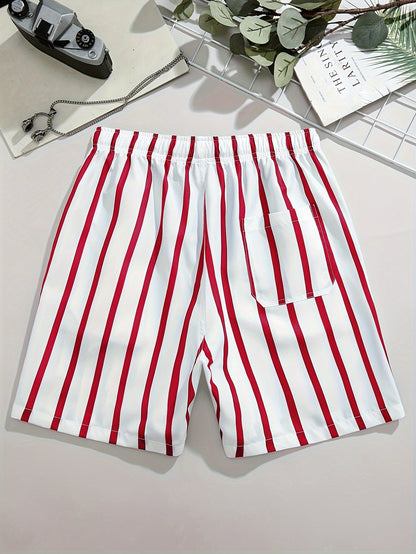 Herren Casual gestreifte Shorts mit Kordelzug für Freizeit & Alltag