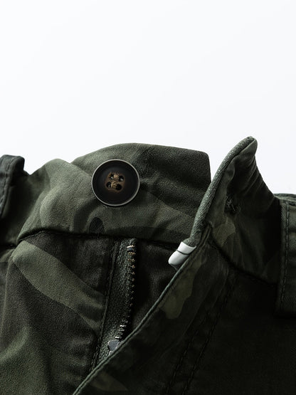 Herren Cargo Shorts im Camouflage-Look – Outdoor & Freizeit Bermuda mit Taschen