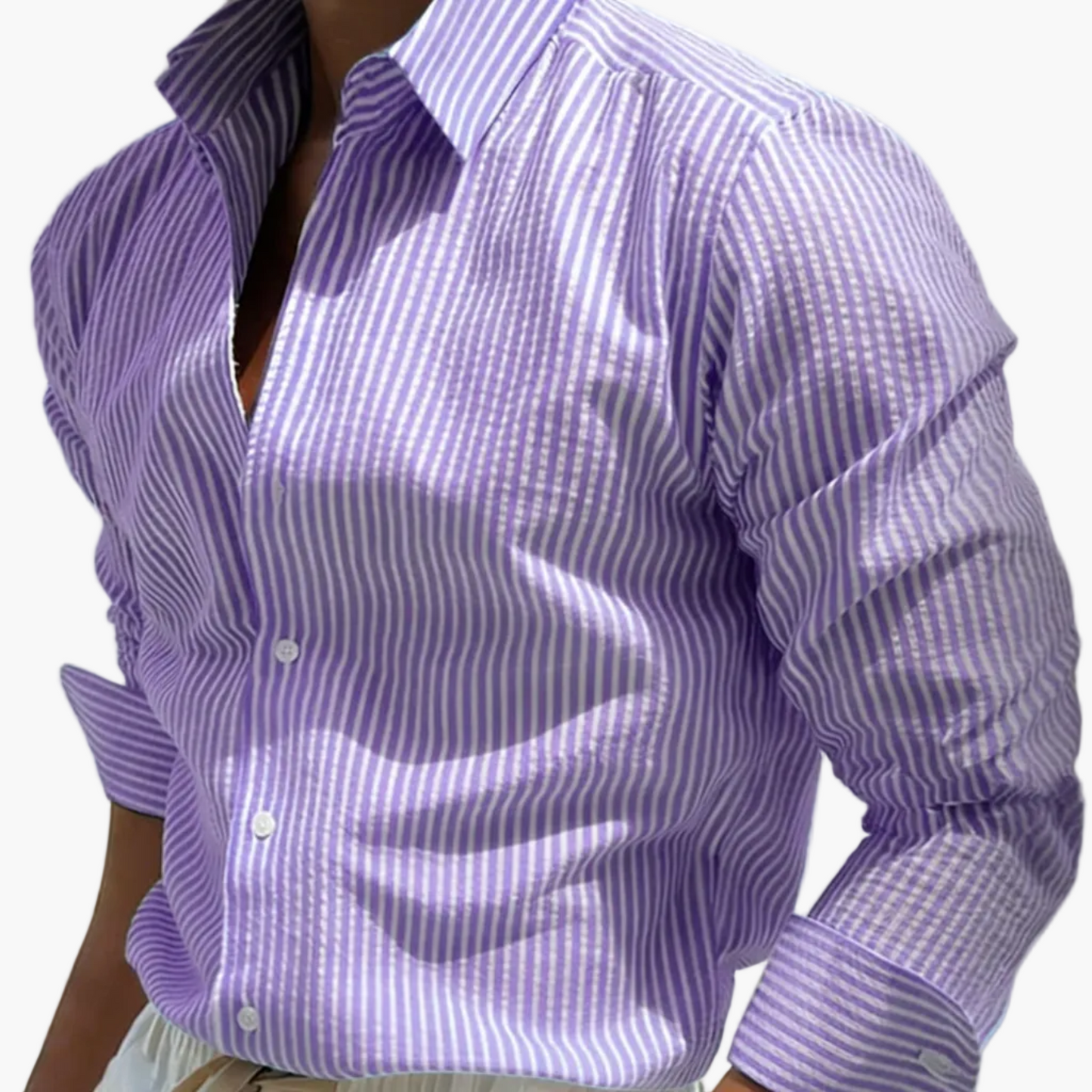 Herren Freizeithemd mit Streifenmuster – Eleganter Look für Büro und Strand