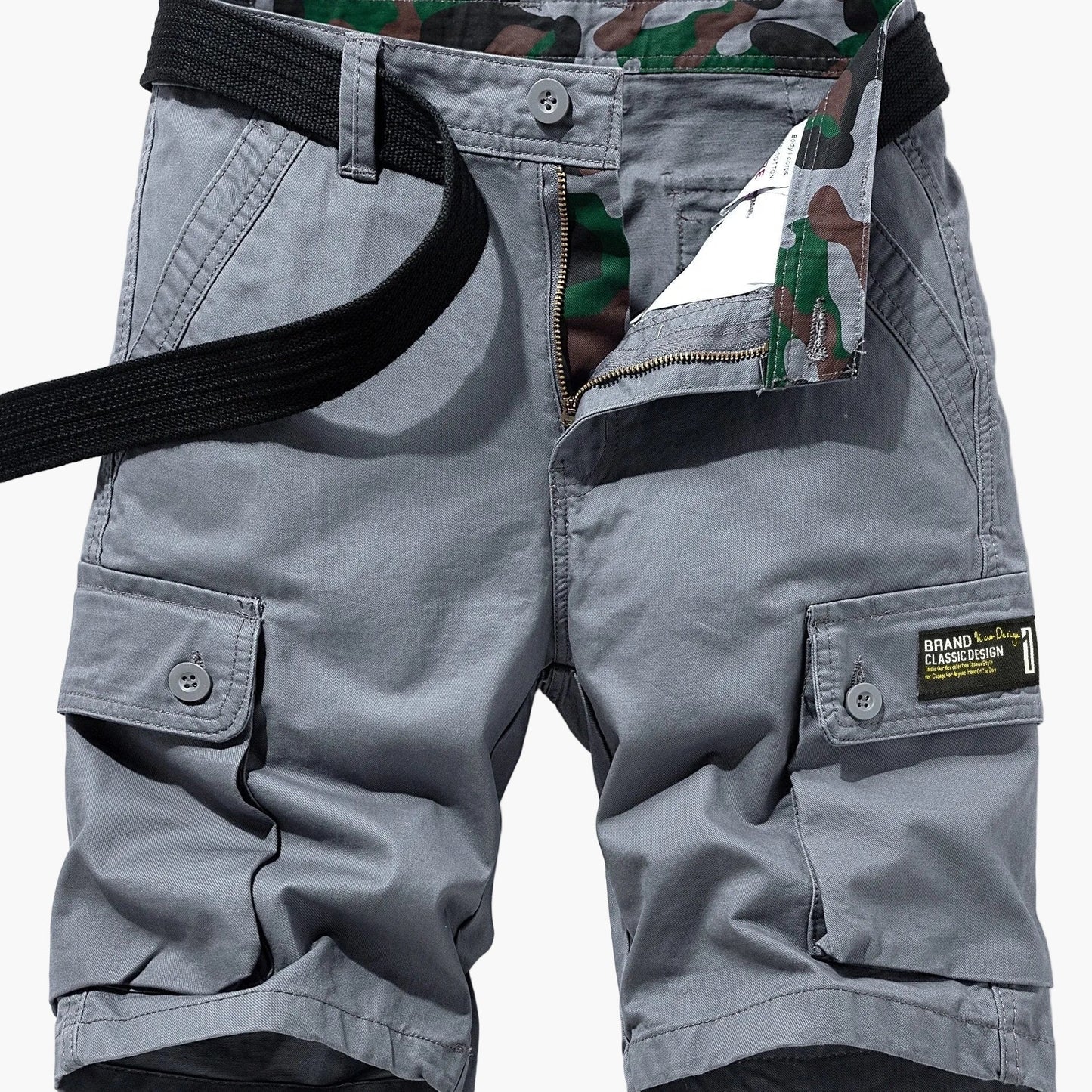 Herren Cargo Shorts Freizeit Klassisch mit Gürtel und Taschen