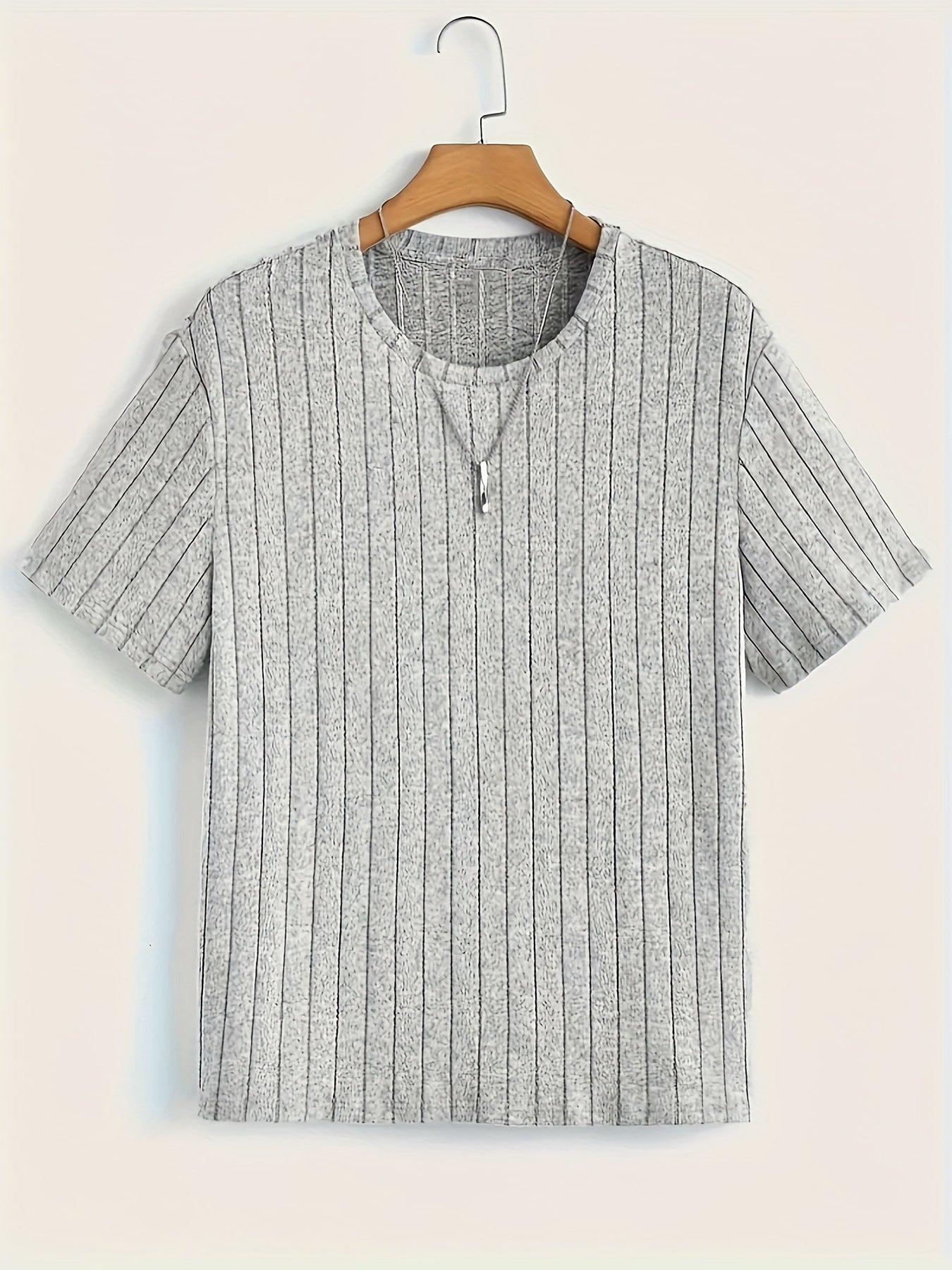Herren T-Shirt mit vertikalem Rippendesign – Modernes Kurzarm Basic für stilvolle Outfits
