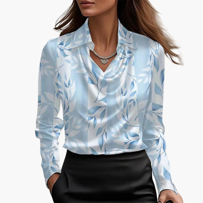 Damen Satinbluse mit Wasserfallausschnitt – Eleganter Business- & Freizeitstil