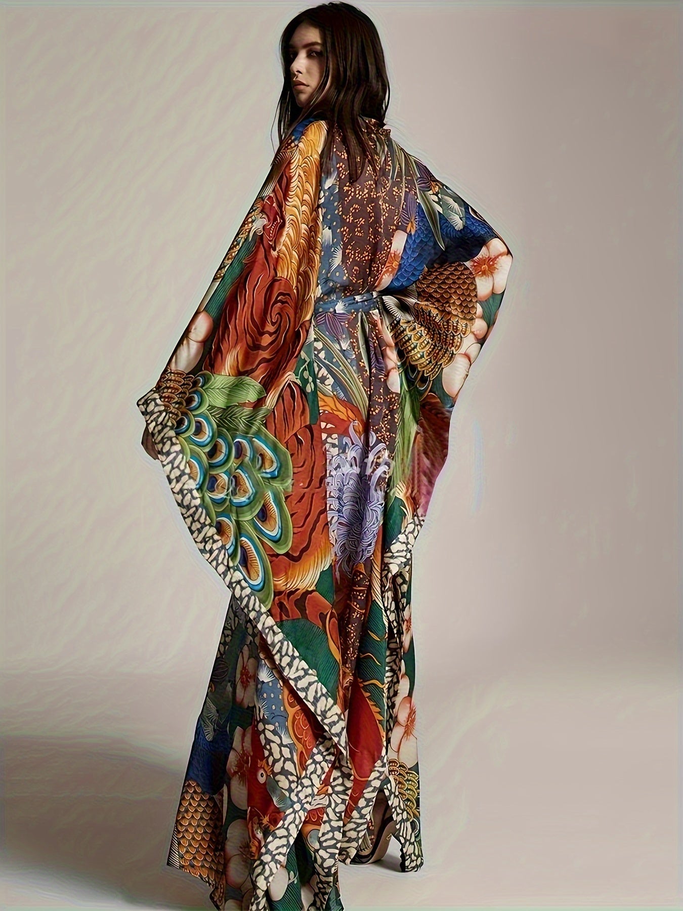 Damen Kaftan Kimono Maxi-Länge – Extravaganter Boho-Look für Urlaub & Abend