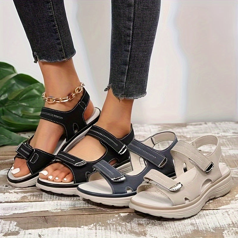 Damen Komfort-Sandalen mit Klettverschluss und Plateau – Perfekt für Alltag und Freizeit