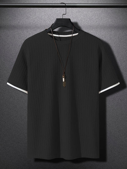 Herren T-Shirt Modern Kurzarm mit Struktur – Stilvolles Freizeitshirt, Lässiger Look, Urbaner Allrounder