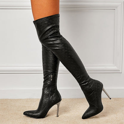 Alice – Feiner Absatz Schlanke Überknie-Stiefel