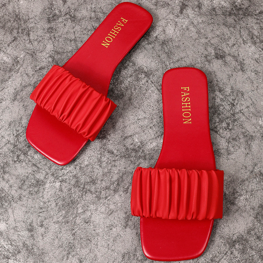 Damen Sommerschlappen mit modischem Riemen und quadratischer Spitze – Elegante Slides für Freizeit und Alltag