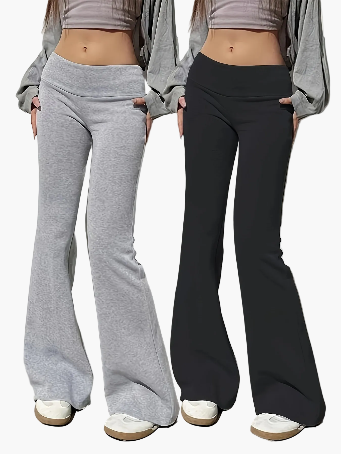 Damen Flared Fitness Hose mit hoher Taille – Modische Schlaghose für Sport und Freizeit
