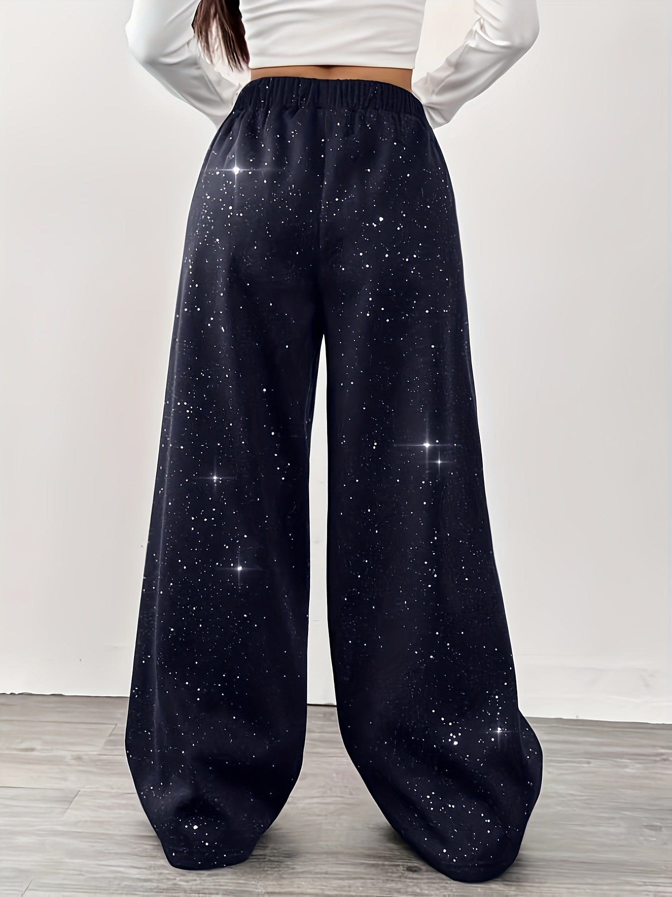 Damen Weite Jogginghose mit Sternenhimmel-Design für Freizeit und Streetwear
