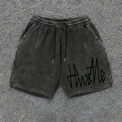 Herren Streetwear Shorts mit Hustle Print – Lässige Freizeithose für Sport & Alltag
